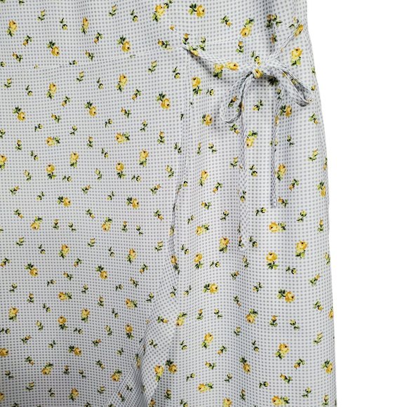 Loft Size 14 Dress Long Gingham Floral Flutter Sleeve Faux Wrap Ruffle Hem Lined - Picture 15 of 15